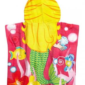 Custom Pattern 100% Cotton Kids Hooded Poncho Towel 60*120cm
