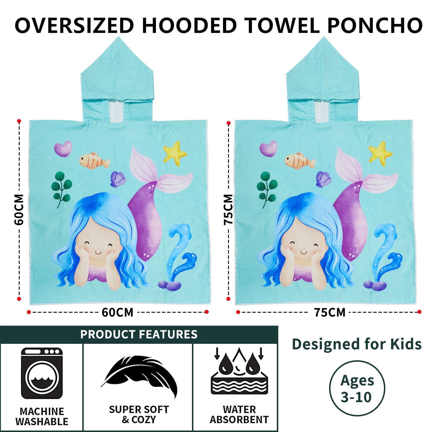 Surf swimming hooded poncho towels